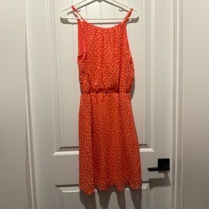 Tacera Coral Polka Dot Dress